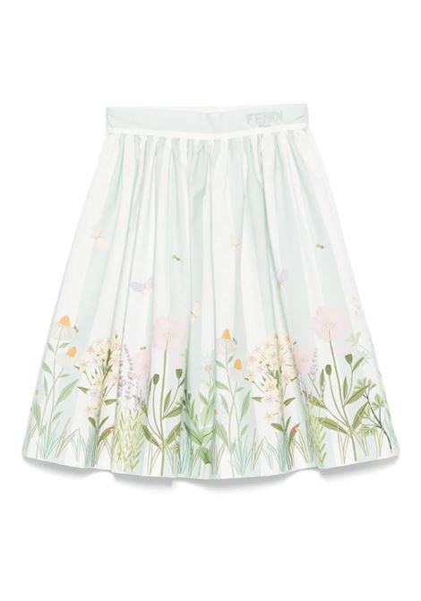 Gonna Midi Anice Con Stampa Floreale FENDI KIDS | JFE170-ATS5F1SA1